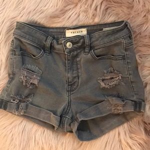 Grey denim shorts